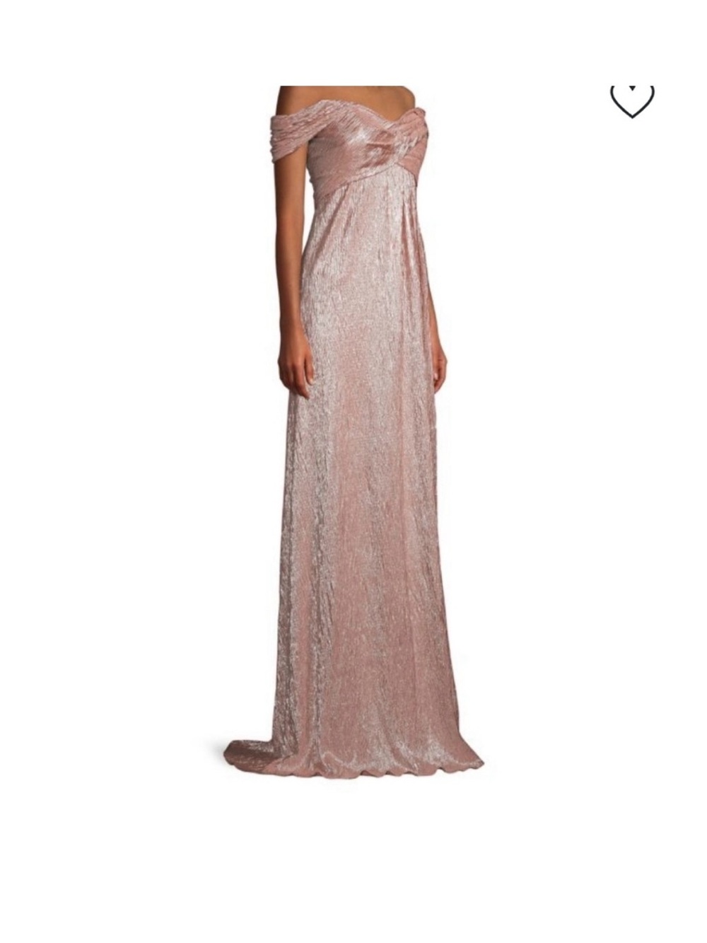 Rene Ruiz Blush Off-Shoulder Evening Gown with Side Slit